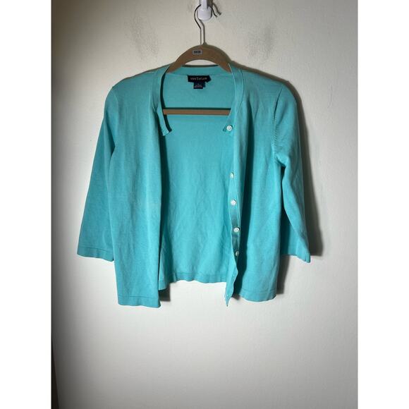 Ann Taylor Teal Blue Long Sleeve Button Up Cardigan Sz S - Picture 1 of 3